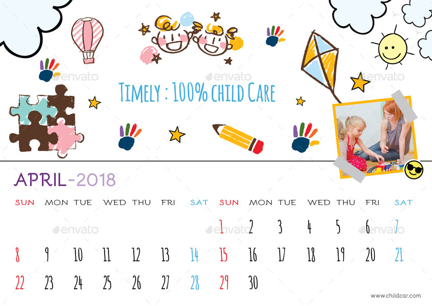Kids Desk Calendar, Print Templates GraphicRiver